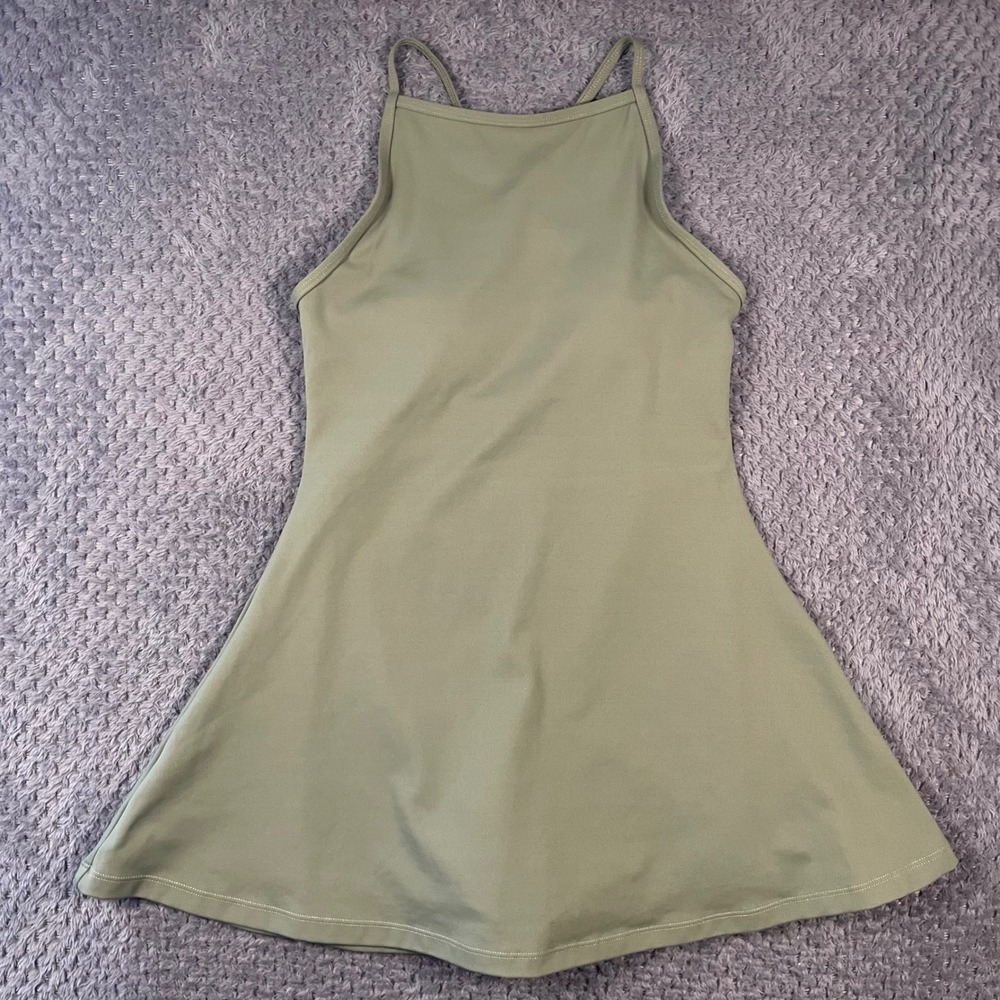 Pink Lily Green Active Dress Size Small Built-in Shorts Cross Back Athleisure - Picture 4 of 10